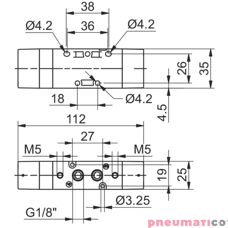 Zaw&oacute;r pneumatyczny - tr&oacute;jpozycyjny 5/3 PNEUMAX