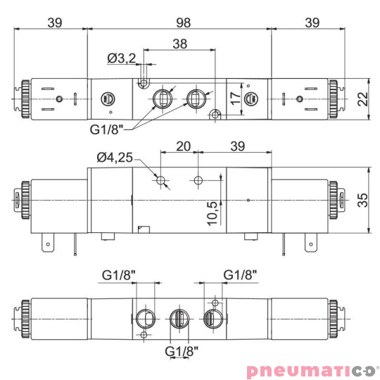 Elektrozaw&oacute;r - cewka - cewka (monostabilny) 5/3 PNEUMAX 8880.53.32.35.F00