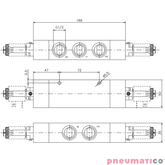 Zaw&oacute;r elektromagnetyczny - cewka - cewka 5/3 PNEUMAX