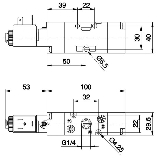 Zaw&oacute;r elektromagnetyczny - cewka - sprężyna (zasilanie wewnętrzne pilota) 3/2 PNEUMAX T424.32.0.1.B09