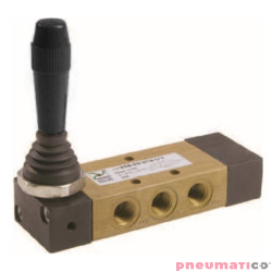 Zaw&oacute;r ręczny - dźwignia boczna tr&oacute;jpozycyjna - powr&oacute;t sprężyną do pozycji środkowej 5/3 PNEUMAX