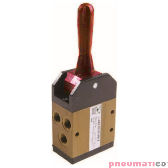 Zaw&oacute;r ręczny - dźwignia w osi, 3-pozycje, powr&oacute;t do środka sprężyną 5/3 PNEUMAX