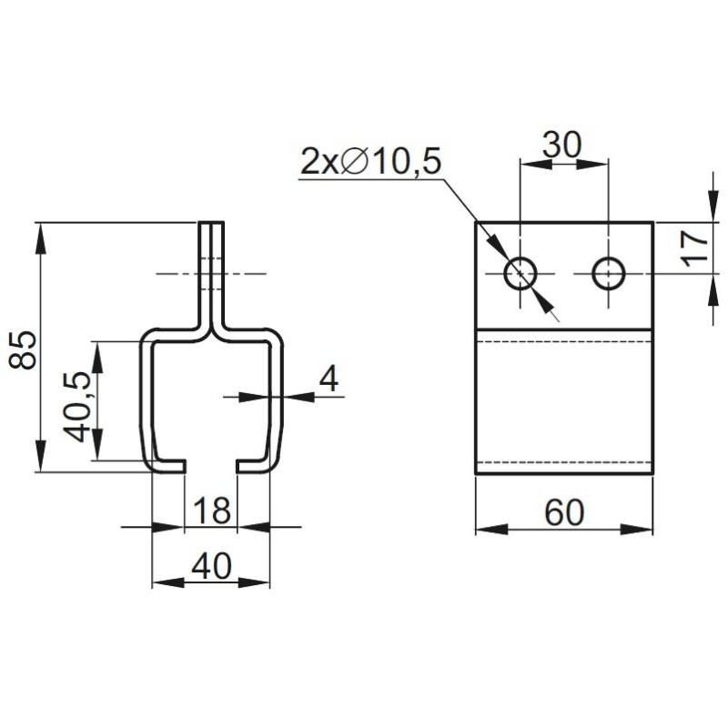 Uchwyt montażowy szyny górny Pneumatico JG‐0023 Uchwyt montażowy szyny górny Pneumatico JG‐0023