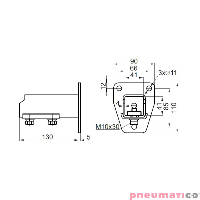 Uchwyt montażowy boczny Pneumatico JG‐21CP
