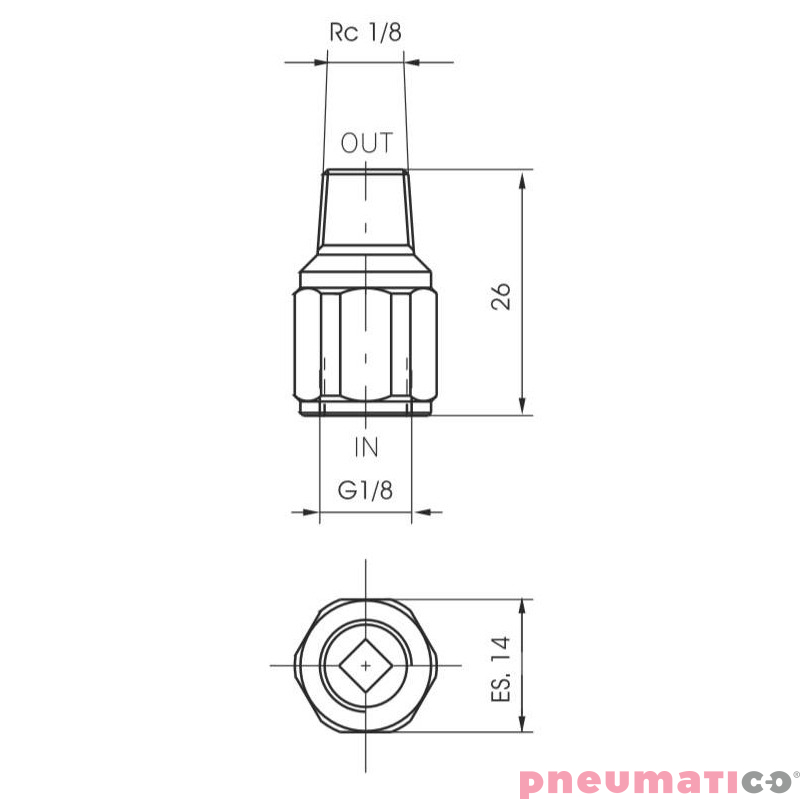 Zawór zwrotny - kompaktowy FPM G 1/8" PNEUMAX 6.07.18VR Zawór zwrotny - kompaktowy FPM G 1/8" PNEUMAX 6.07.18VR