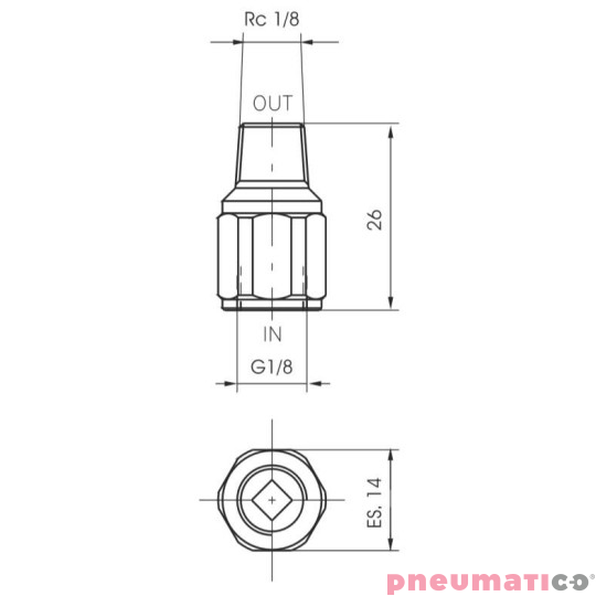 Zawór zwrotny - kompaktowy FPM G 1/8" PNEUMAX 6.07.18VR Zawór zwrotny - kompaktowy FPM G 1/8" PNEUMAX 6.07.18VR