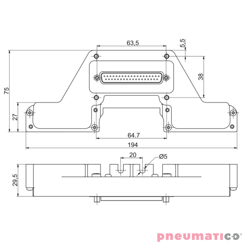 Płyta wejściowa ze złączem 37-stykowym, zabezpieczenie IP65 PNEUMAX