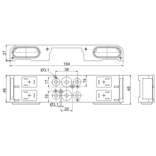 Moduł bazy dla dw&oacute;ch zawor&oacute;w, z zabezpieczeniem IP65 PNEUMAX