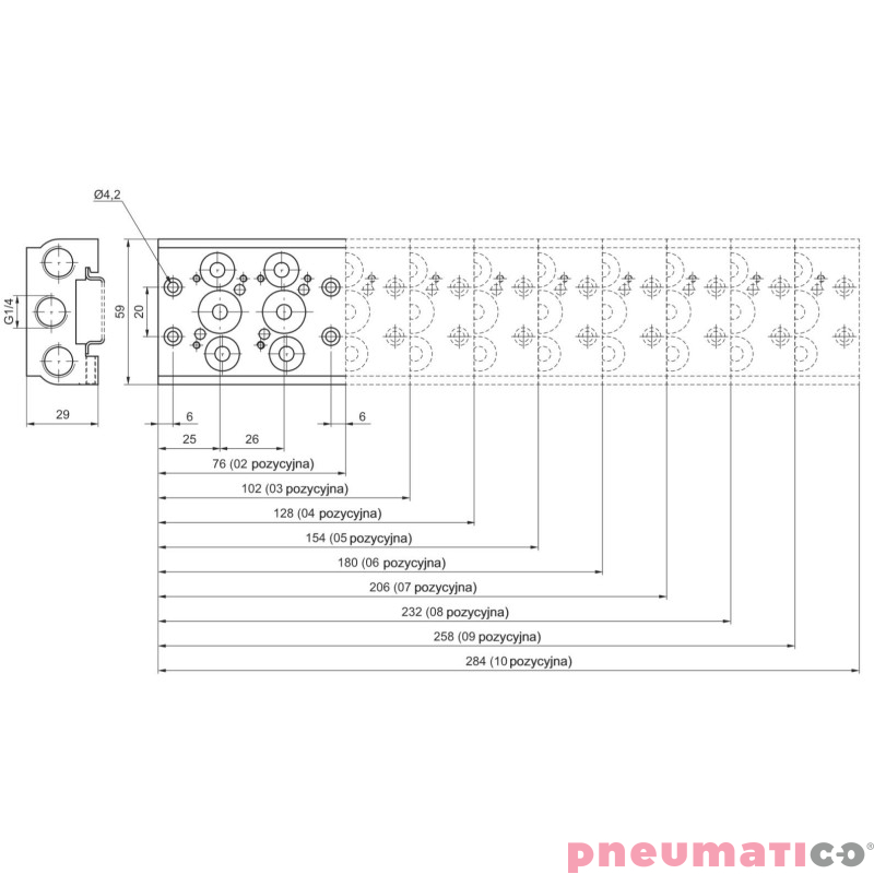 Płyta (baza) przyłączeniowa, aluminiowa, dla zawor&oacute;w T488 PNEUMAX