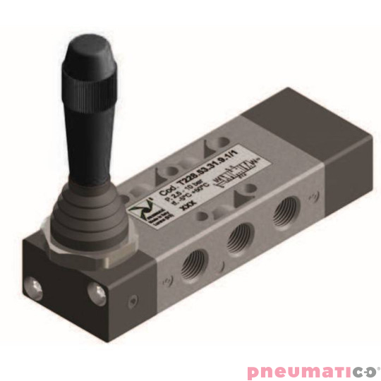 Zawór ręczny - dźwignia boczna trójpozycyjna - powrót sprężyną do pozycji środkowej 5/3 PNEUMAX Zawór ręczny - dźwignia boczna trójpozycyjna - powrót sprężyną do pozycji środkowej 5/3 PNEUMAX