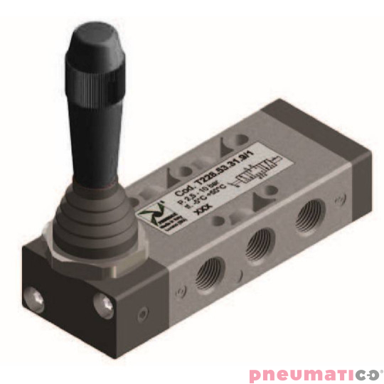 Zawór ręczny - dźwignia boczna trójpozycyjna - trzy pozycje stabilne 5/3 PNEUMAX Zawór ręczny - dźwignia boczna trójpozycyjna - trzy pozycje stabilne 5/3 PNEUMAX