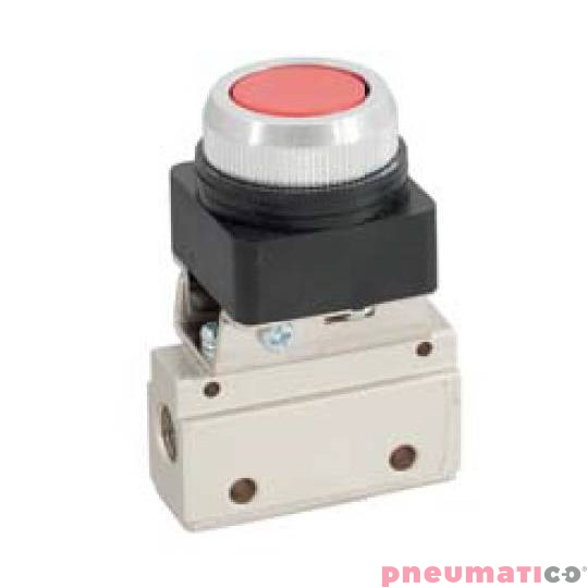 Zawór ręczny z przyciskiem TEKMA 3/2 NC G-321-PP-RED G1/8" Zawór ręczny z przyciskiem TEKMA 3/2 NC G-321-PP-RED G1/8"