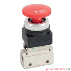 Zaw&oacute;r ręczny z przyciskiem typu grzybek z blokadą G-321EB 3/2 NC