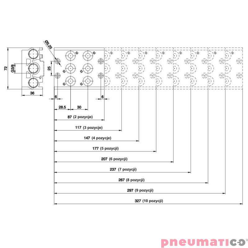 Płyta (baza) aluminiowa pod zawory T424 PNEUMAX