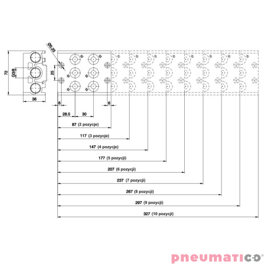 Płyta (baza) aluminiowa pod zawory T424 PNEUMAX