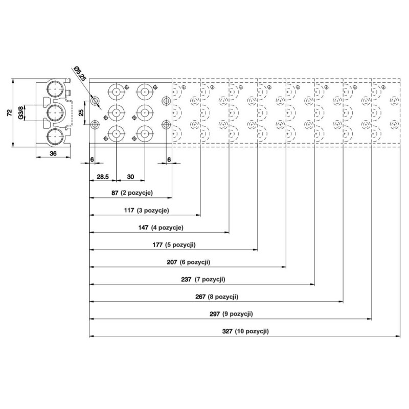 Płyta (baza) aluminiowa pod zawory T424 PNEUMAX