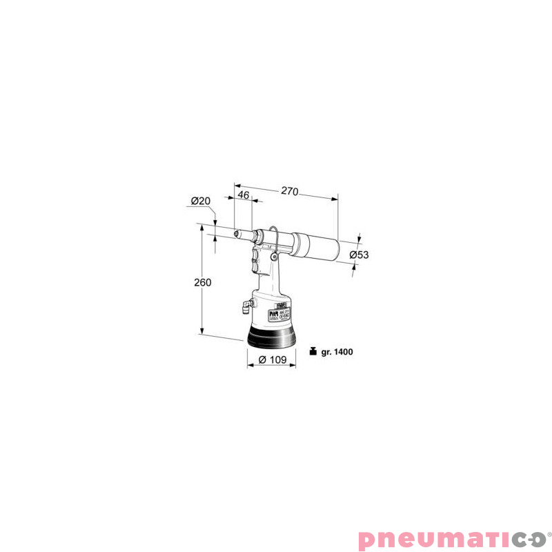 Nitownica do nitów zrywalnych FAR RAC 211 z pojemnikiem Nitownica do nitów zrywalnych FAR RAC 211 z pojemnikiem