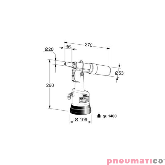 Nitownica do nitów zrywalnych FAR RAC 211 z pojemnikiem Nitownica do nitów zrywalnych FAR RAC 211 z pojemnikiem