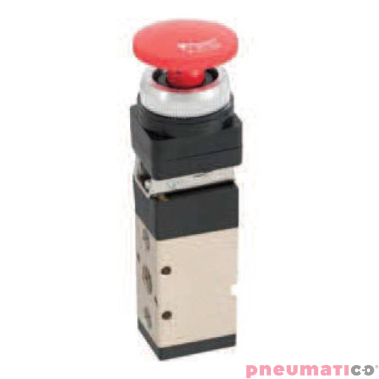 Zaw&oacute;r ręczny z przyciskiem typu grzybek z blokadą G-522EB 5/2 