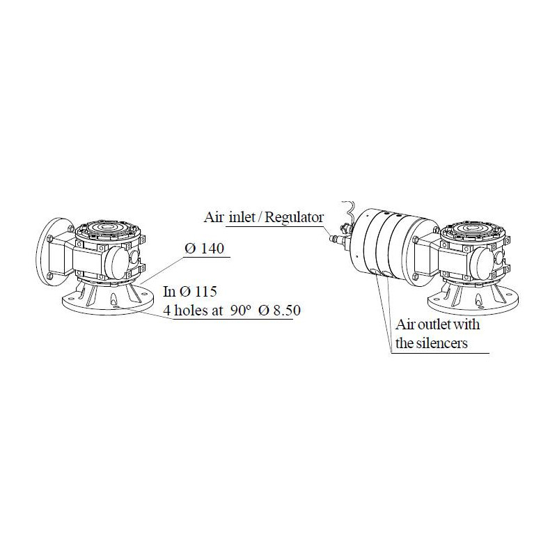 Napęd silnik pneumatyczny 1,90 HP z reduktorem ATEX MBP PP-2/65RR Napęd silnik pneumatyczny 1,90 HP z reduktorem ATEX MBP PP-2/65RR