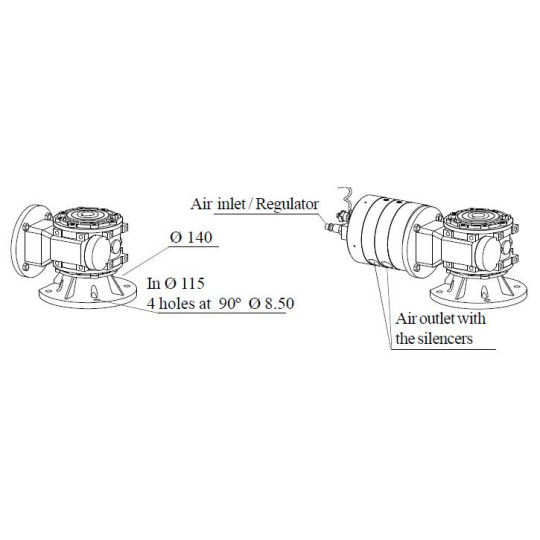 Napęd silnik pneumatyczny 1,90 HP z reduktorem ATEX MBP PP-2/65RR Napęd silnik pneumatyczny 1,90 HP z reduktorem ATEX MBP PP-2/65RR