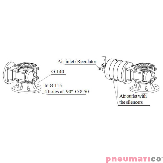 Napęd pneumatyczny do mieszadła 2,85 HP z reduktorem ATEX MBP PP-3/65RR Napęd pneumatyczny do mieszadła 2,85 HP z reduktorem ATEX MBP PP-3/65RR