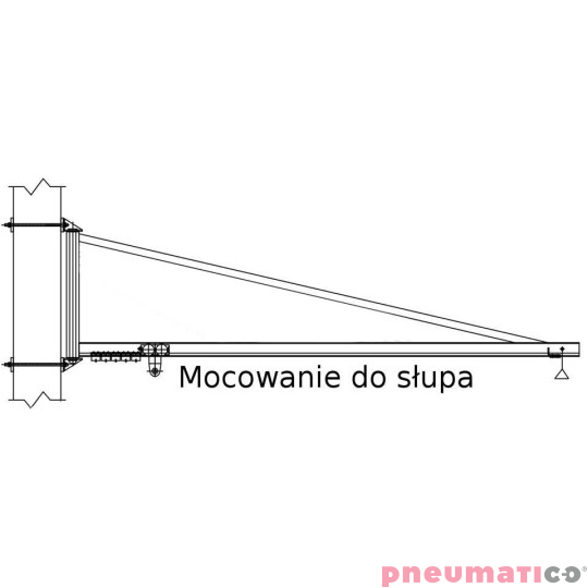 Żuraw przyścienny obrotowy Pneumatico JG-2002 2m Żuraw przyścienny obrotowy Pneumatico JG-2002 2m