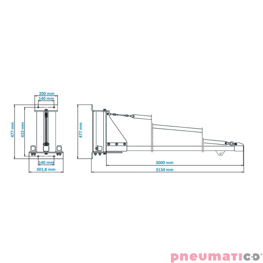 Żuraw przyścienny obrotowy Pneumatico JG-2002 2m Żuraw przyścienny obrotowy Pneumatico JG-2002 2m