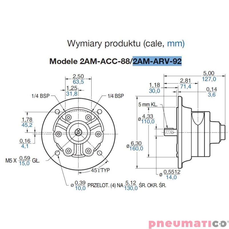 Silnik pneumatyczny GAST smarowany, TYP 2AM-ARV-92 Silnik pneumatyczny GAST smarowany, TYP 2AM-ARV-92