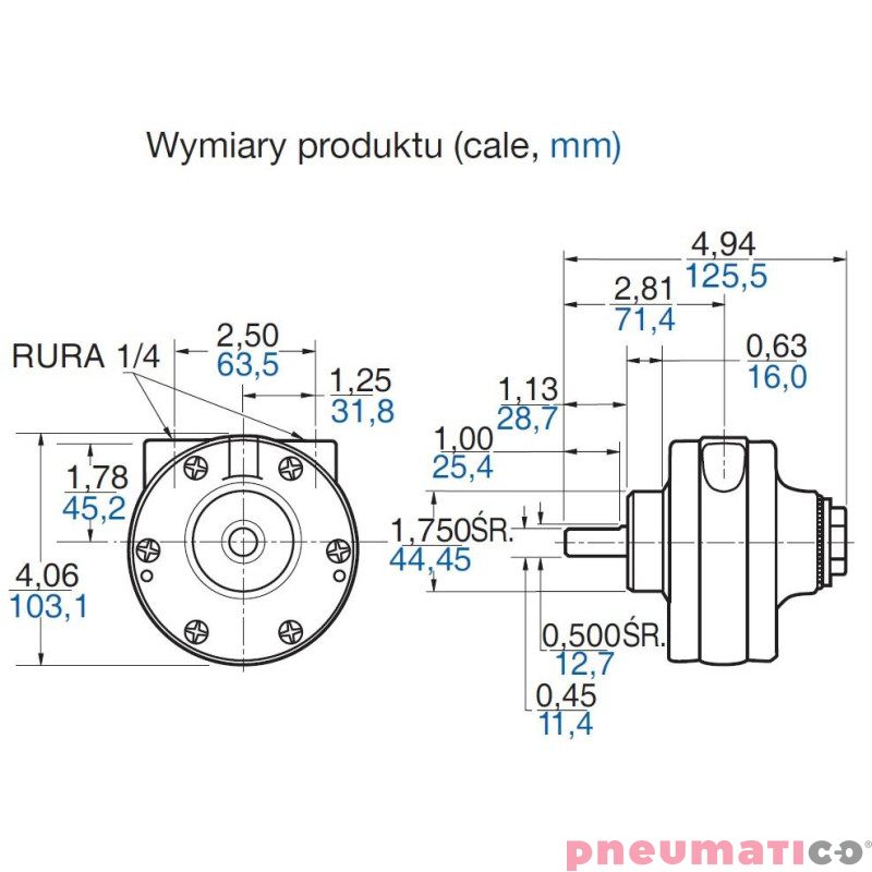 Silnik pneumatyczny GAST smarowany, TYP 2AM-NCC-16