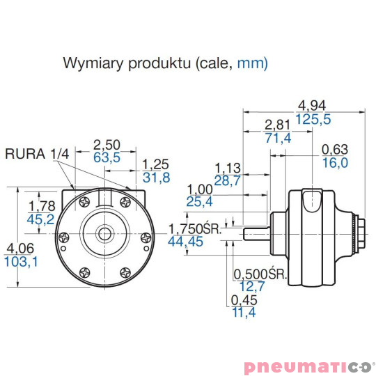 Silnik pneumatyczny GAST smarowany, TYP 2AM-NCC-16