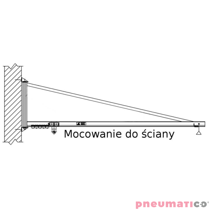 Żuraw przyścienny obrotowy Pneumatico JG-2002 2m Żuraw przyścienny obrotowy Pneumatico JG-2002 2m