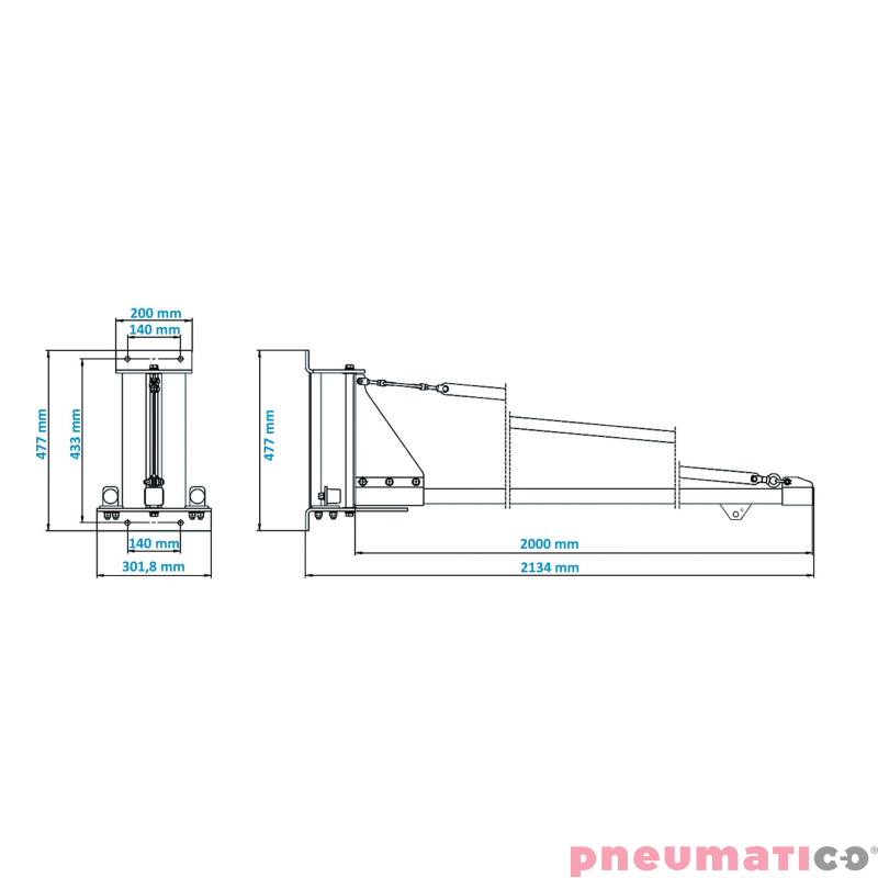 Żuraw przyścienny obrotowy Pneumatico JG-2002 2m Żuraw przyścienny obrotowy Pneumatico JG-2002 2m